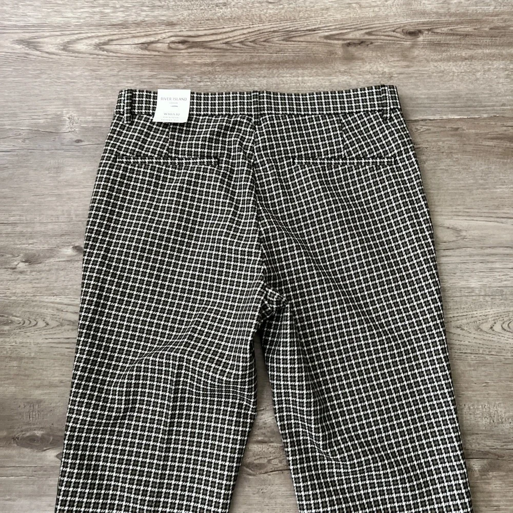 NWT River Island Skinny Fit Trousers Mens 30x32 Brown Check Plaid Smart